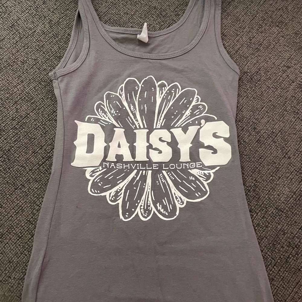 Next Level Apparel Gray Fitted Tank Top with White Graphic